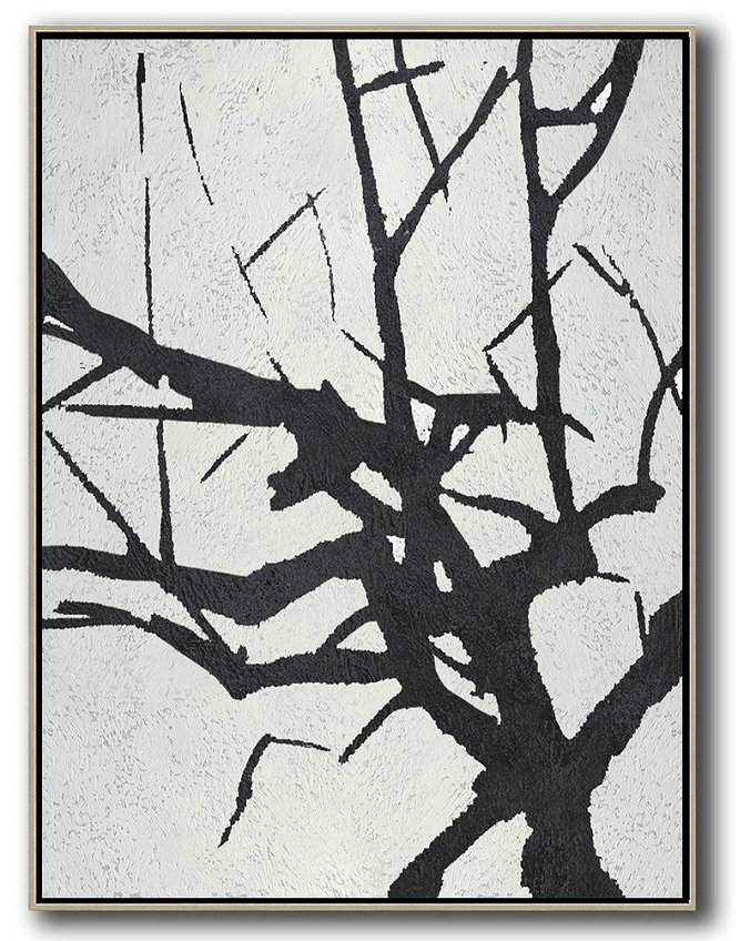Original Extra Large Wall Art,Black And White Minimalist Painting On Canvas,Original Art Acrylic Painting #N3Z1